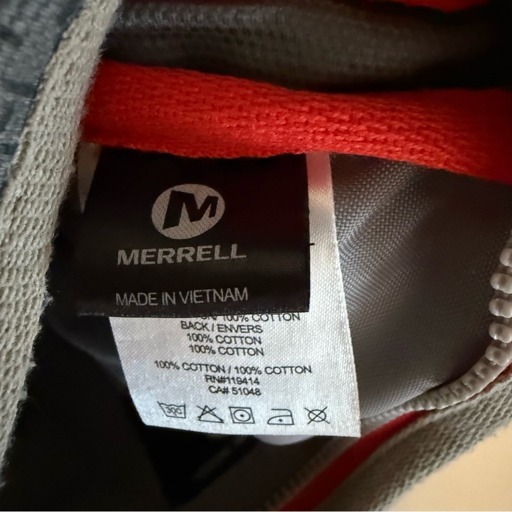 Merrell Crossbody Gray Zip-Around 100% Cotton Canvas with Red Accents Bag Purse - Picture 10 of 14